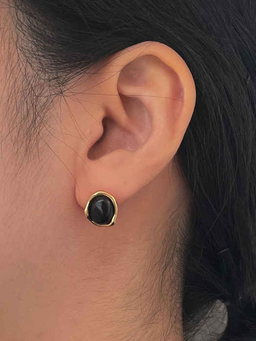 glory gemstone gold earring (clear,black)