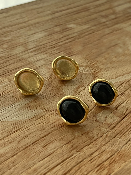 glory gemstone gold earring (clear,black)