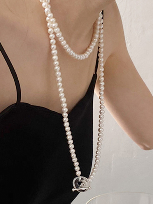 [담수진주,925silver,Glass]Classic pearl necklace (2size)