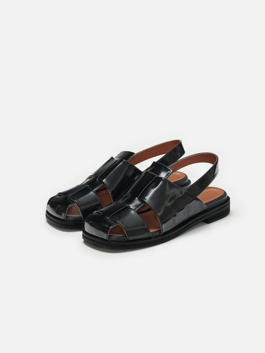 Puzzle sandals Patent black