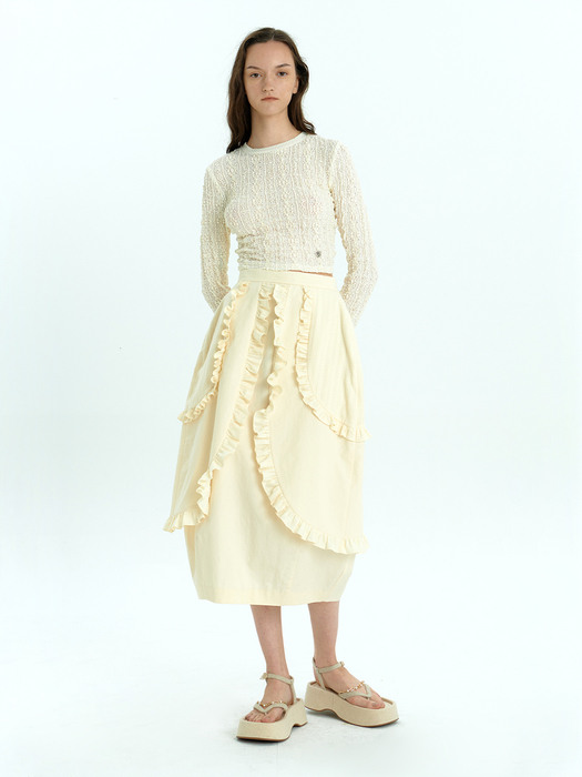 Double Layered Frill Skirt_Cream