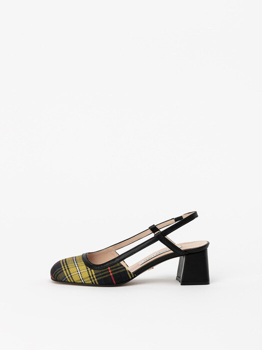 Dacquose Slingback Pumps in Lime Chequer with Black