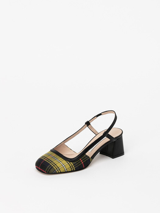 Dacquose Slingback Pumps in Lime Chequer with Black