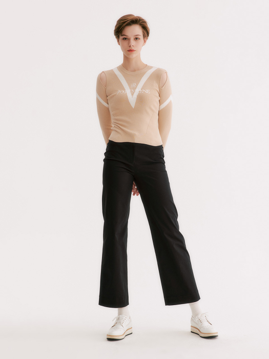 STITCHED STRAIGHT PANTS - BLACK