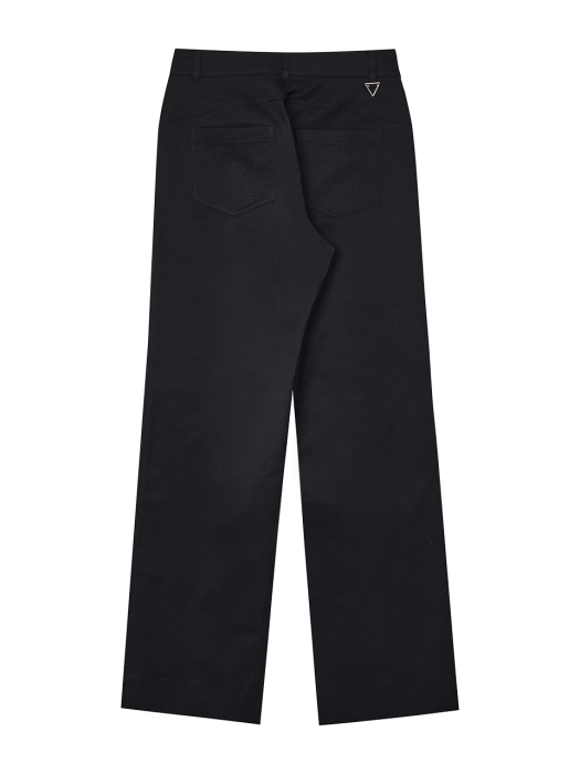 STITCHED STRAIGHT PANTS - BLACK