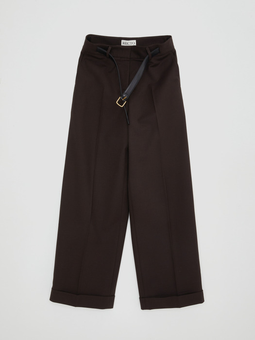 BELT DETAIL WIDE PANTS (VINTAGE BROWN)