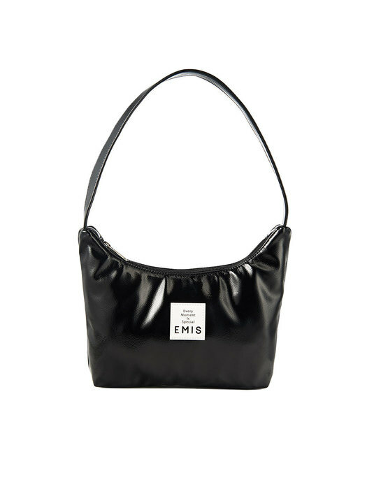 ENAMEL HOBO BAG-BLACK