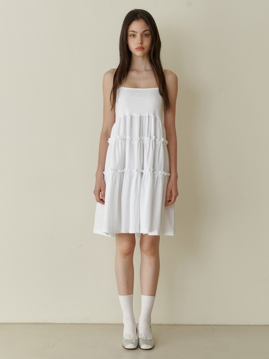 Cancan shirring mini dress - white