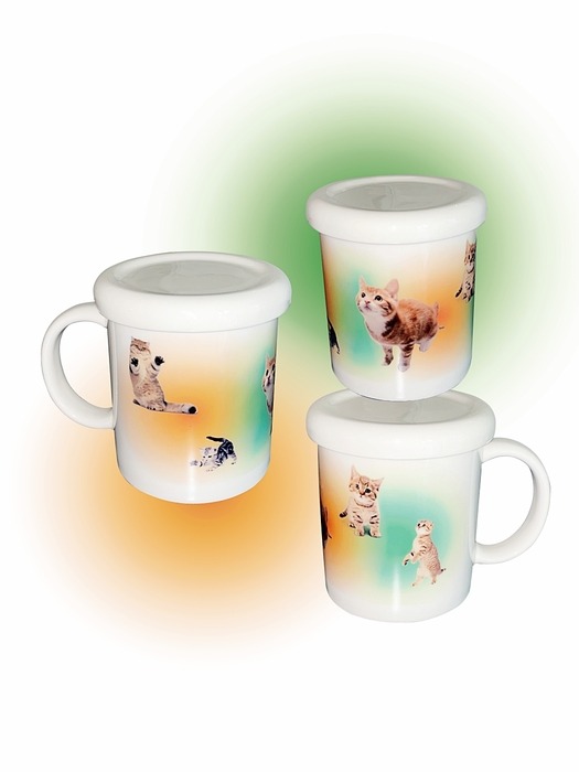Gradation Cat mug (orange&green)
