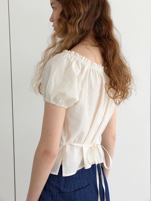 pintuck shoulder blouse - cream