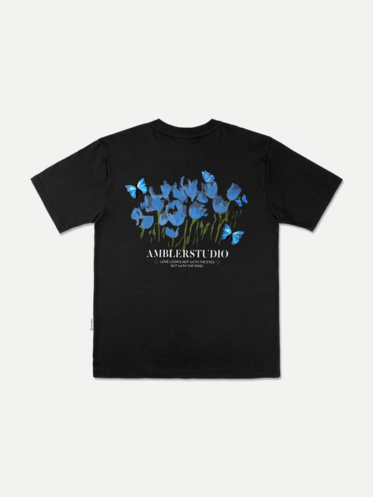 Blue Butterfly Over fit T-Shirts AS1030 (Black)