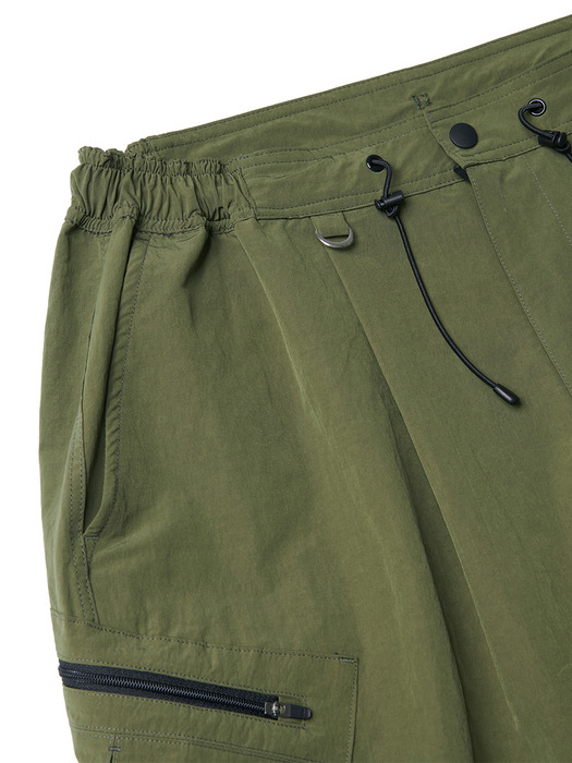 Pleated Runner Shorts Olive Drab