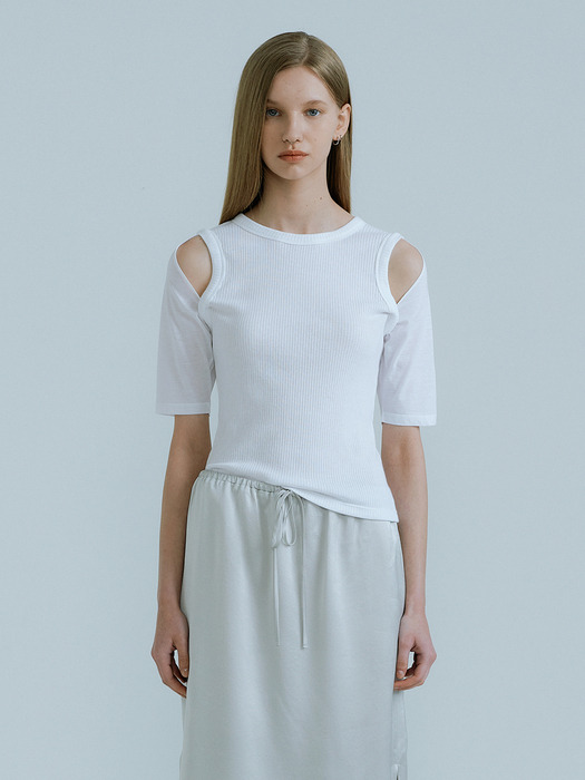 23SS_Shoulder Slit Jersey Top (White)