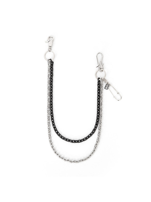 BBD B Logo 2-Line Pants Chain (Silver&Black)