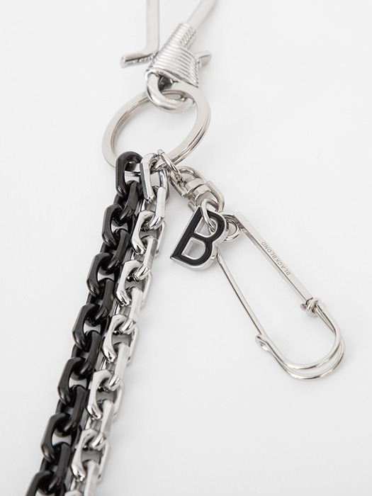 BBD B Logo 2-Line Pants Chain (Silver&Black)