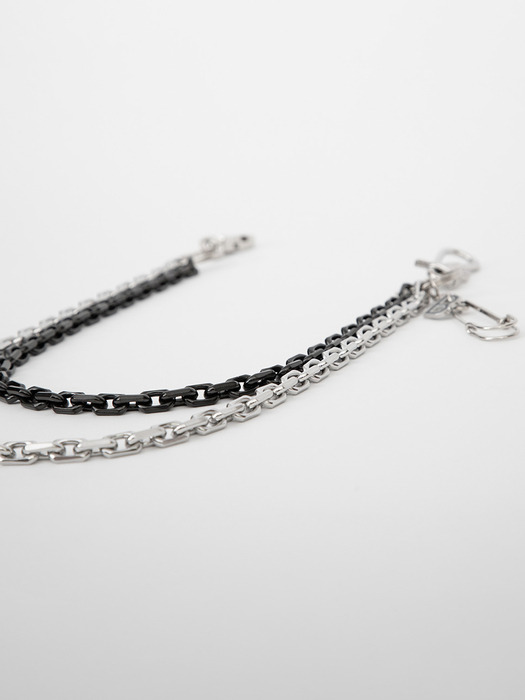 BBD B Logo 2-Line Pants Chain (Silver&Black)