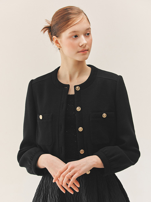 MATILDA Wool crepe bomber jacket (Black)