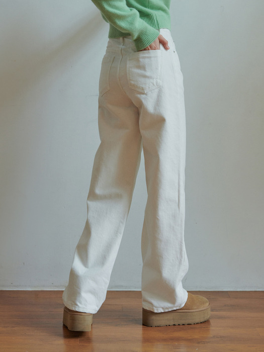 Cottony denim pants (white)