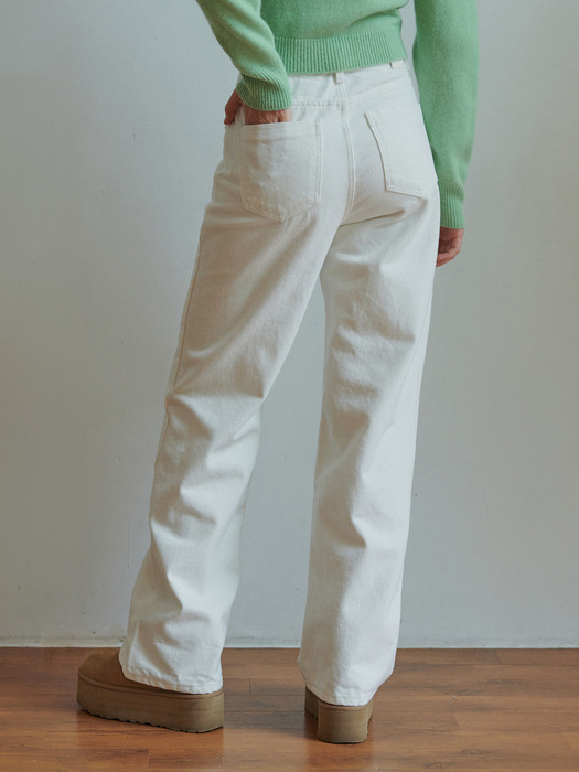 Cottony denim pants (white)