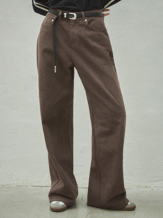 Wide Pigment Garment Dyeing Pants_CTD403(Brown)