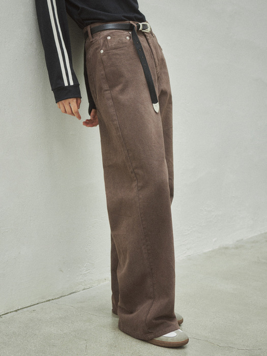 Wide Pigment Garment Dyeing Pants_CTD403(Brown)