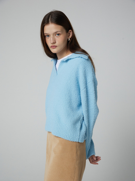 Soft collar knit_Sky blue