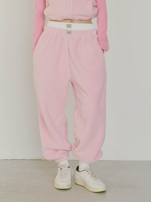 Pink cloud fleece pants