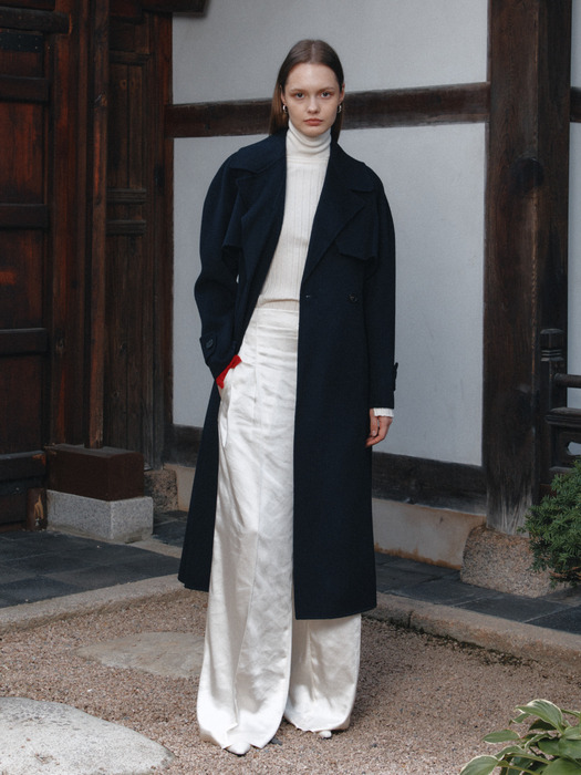 [Signature] DIANA Cashmere Blended Handmade Trench Coat_Royal Navy