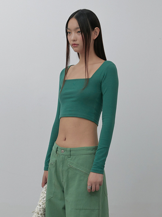 SQUARE FITTED TOP, GREEN