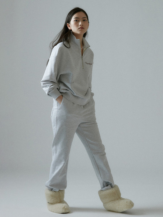 String Wide Pants-grey