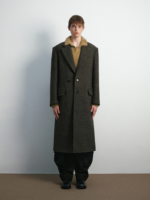 UNISEX, Mitte Oversized Long Coat / Tweed Brown