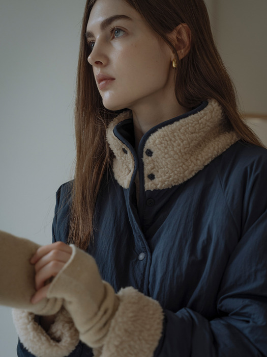 Reversible Collar point boucle jumper_Beige