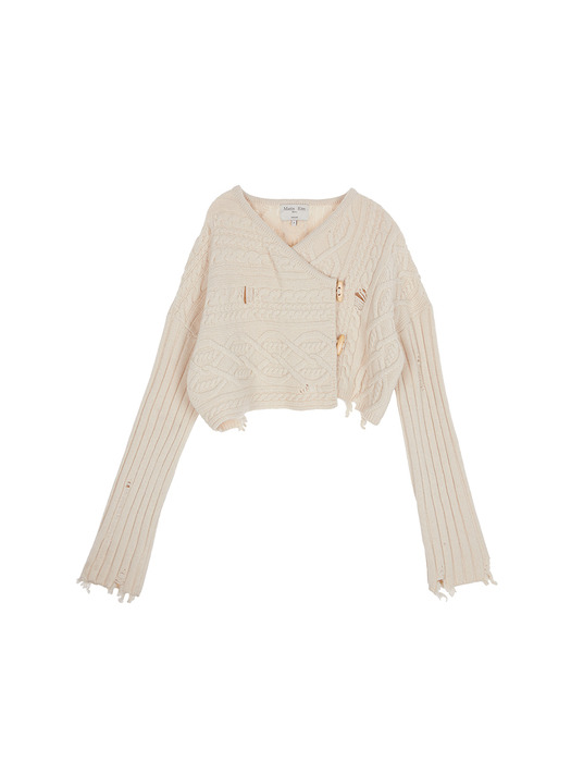 CABLE SHAWL CARDIGAN IN CREAM