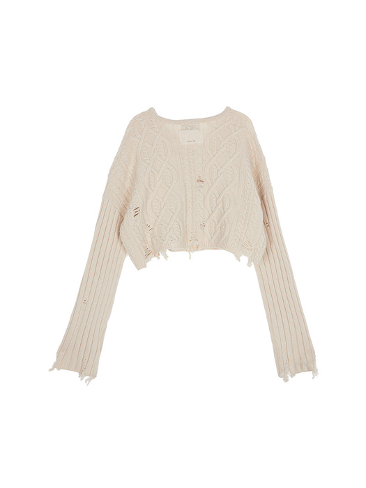 CABLE SHAWL CARDIGAN IN CREAM