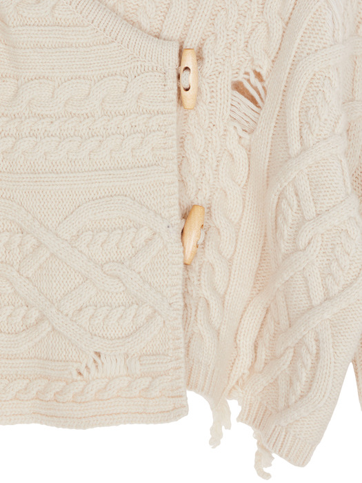 CABLE SHAWL CARDIGAN IN CREAM