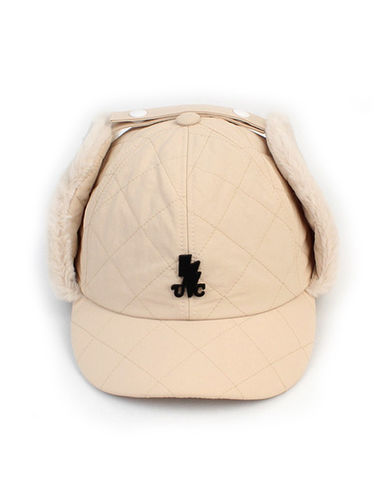 Quilting Beige Earflap Cap 귀달이모자