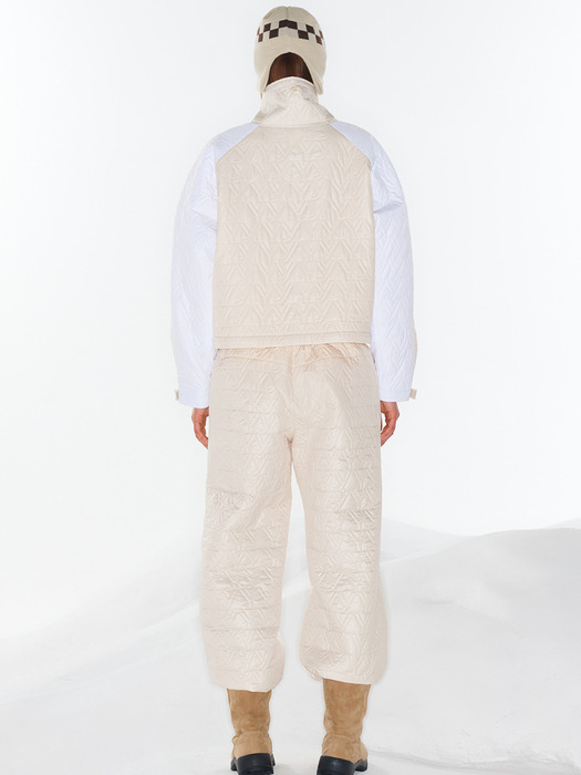 YY QUILTED PANTS, IVORY