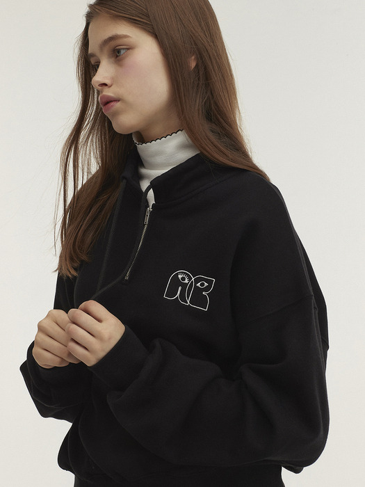 High Neck String Sweatshirt_Black