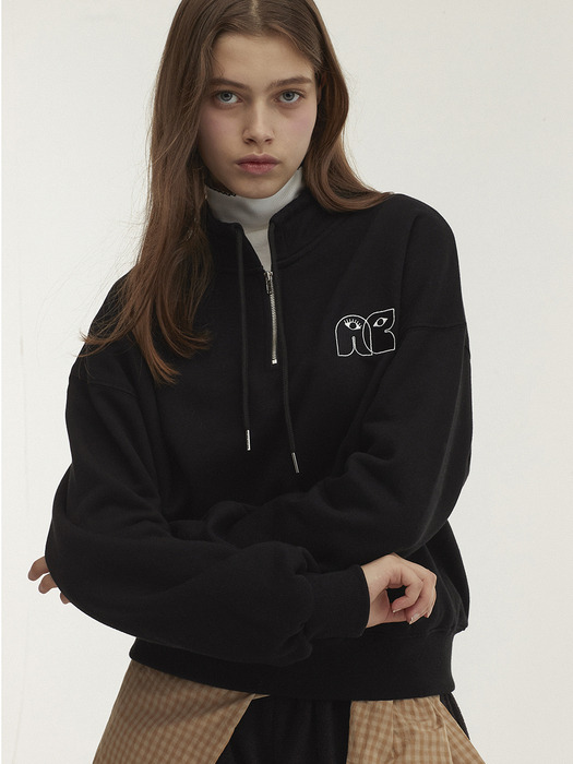 High Neck String Sweatshirt_Black