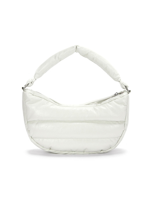 FAUX LEATHER HALF MOON MIDDLE PADDING BAG IN IVORY