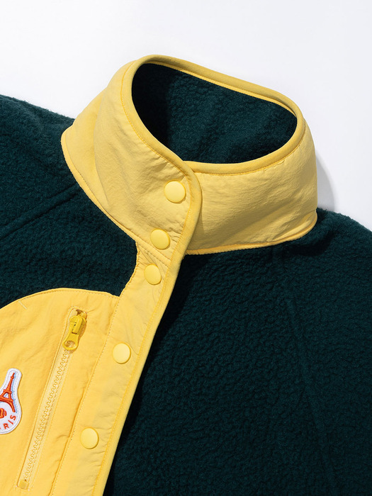 [Woman] Rond&Demarrer Full Button-Up Sherpa Jaket [Green&Yellow]