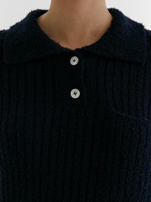 TAIL COLLAR HALF SLEEVE KNIT_NAVY