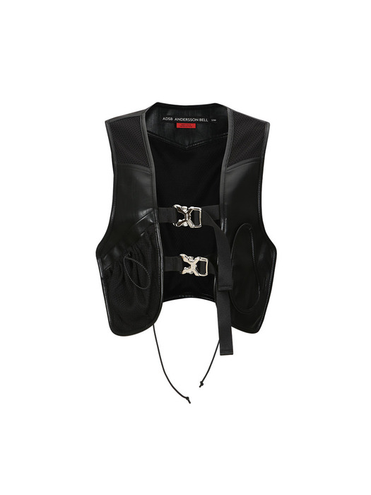 SINA FAUX LEATHER VEST awa598w(BLACK)