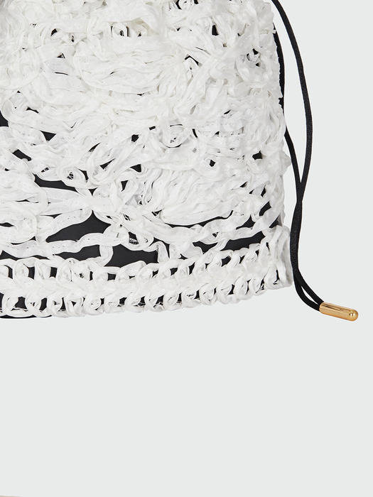 HAPPIE Lace Drawstring Shoulder Bag - Ivory