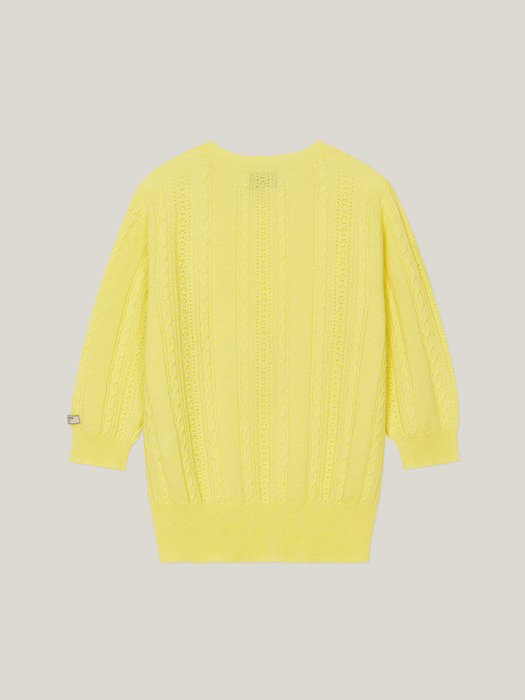 Cashmere 100% Adela Knit Top (Lemon Yellow)