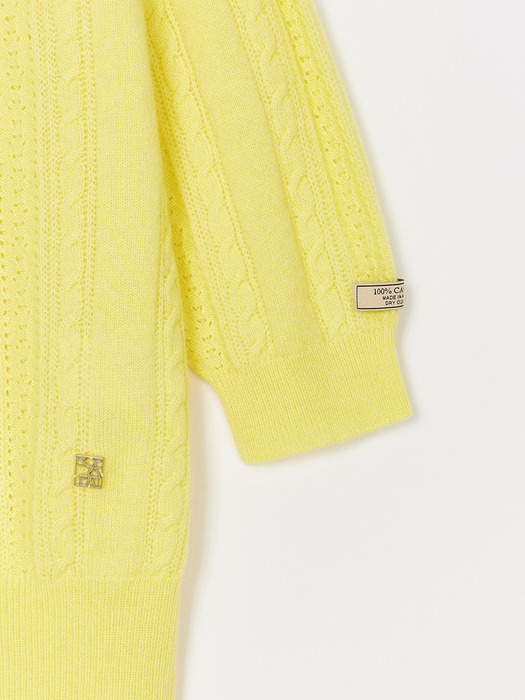 Cashmere 100% Adela Knit Top (Lemon Yellow)