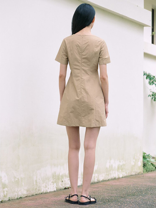 Strap Detail Mini Dress  Beige (KE4571M07A)