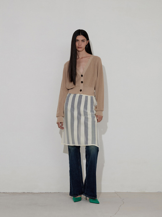 STRIPE KNIT SKIRT [IVORY]