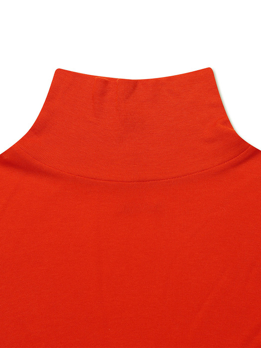 WOOL TENCEL TURTLE NECK TOP RED ORANGE