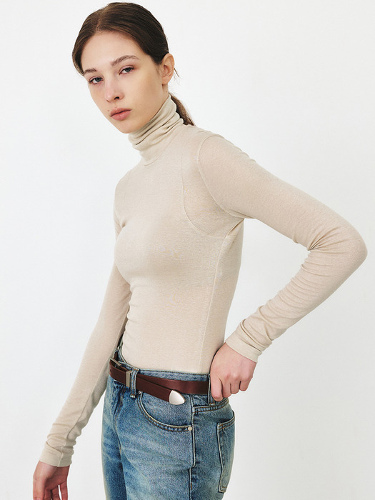 TFF ARMHOLE STITCH SLIM TURTLE NECK TOP_5COLORS